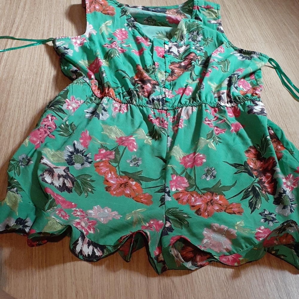 Green floral romper